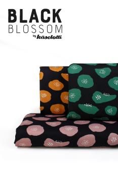 Viskose Webware BLACK Blossom by Käselotti, ocker